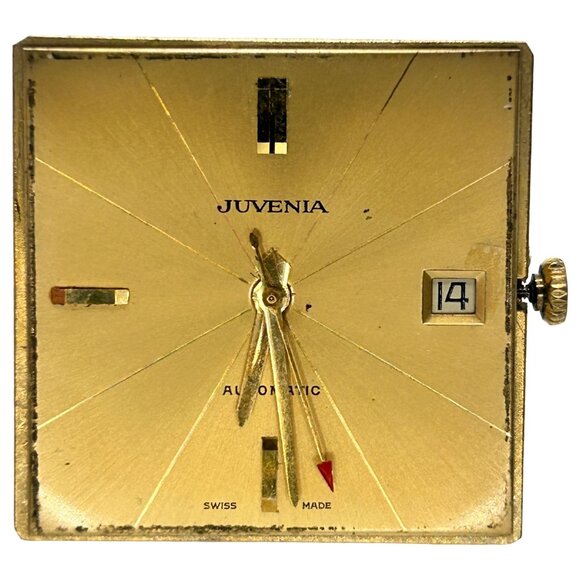 Working Juvenia Caliber 1015 17-Jewel Automatic Wristwatch Movement + Crystal - Picture 2 of 8